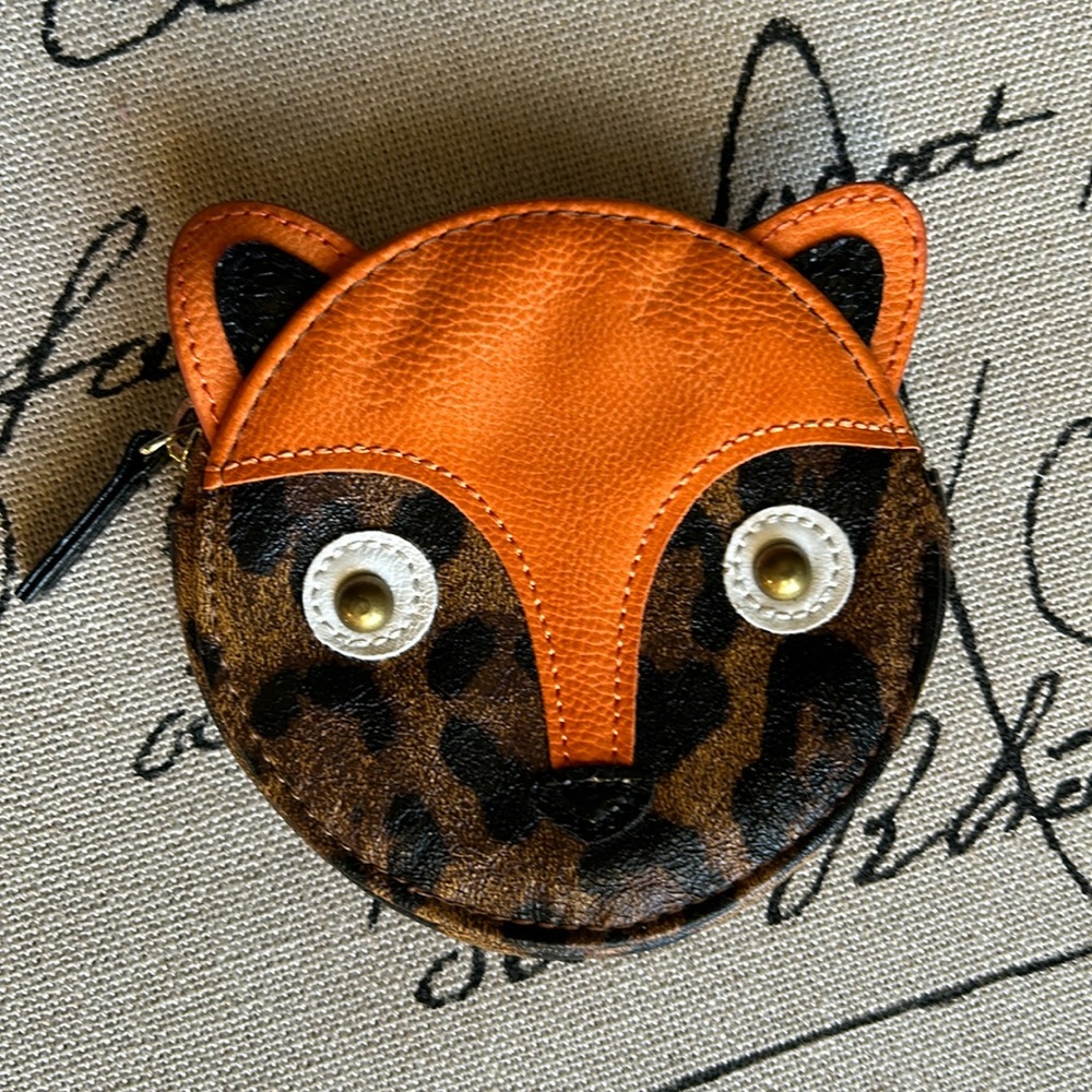 Leopard print fox coin purse